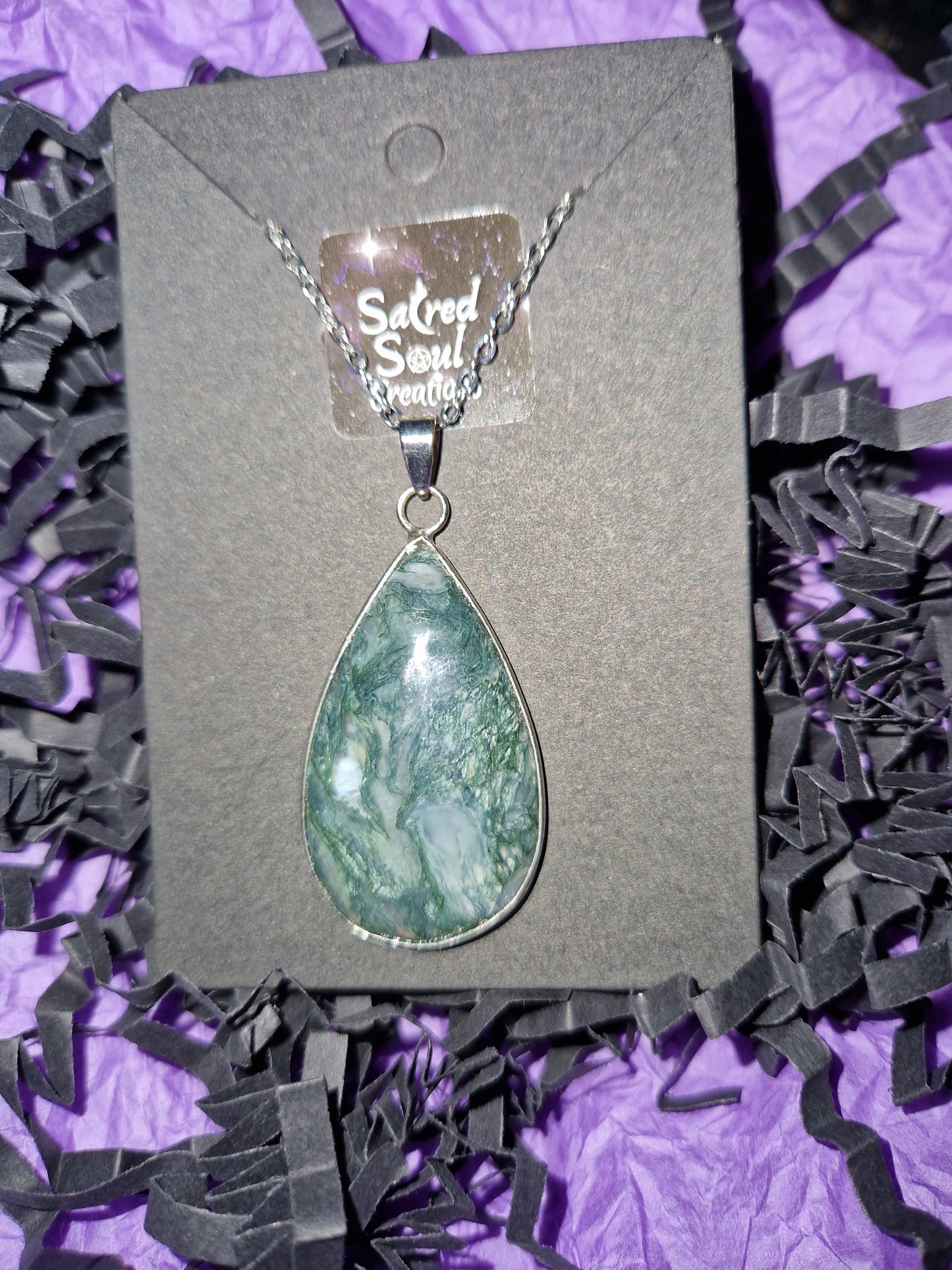 Moss Agate Teardrop Pendant